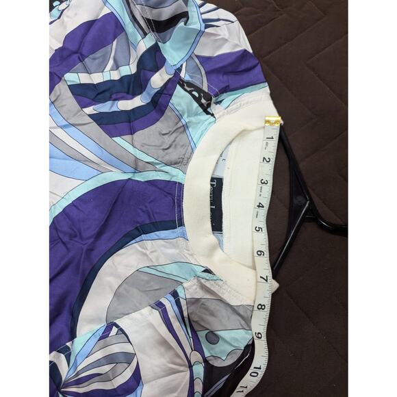 Whimsical artsy purple tones Terry Lewis VINTAGE silk blouse size Large - Picture 5 of 8